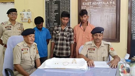 Three thieves arrested by East Agartala Police. TIWN Pic April 15